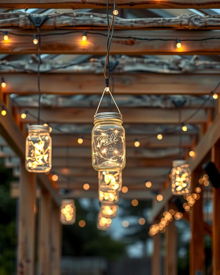 Mason Jar Lights for DIY Appeal - 25 Pergola Lighting Ideas