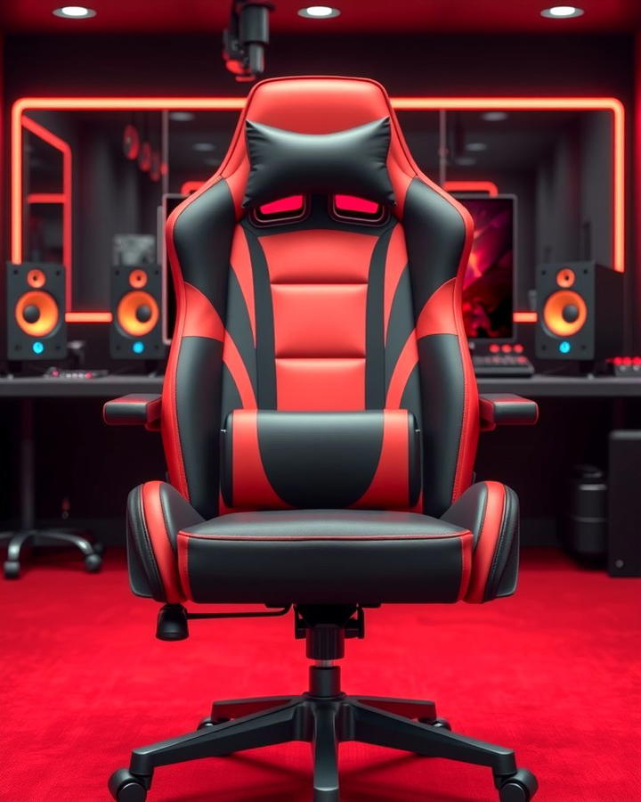 Matching Gaming Chair - 25 Red and Black Gaming Setup Ideas