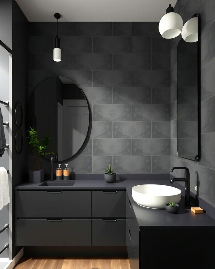 Matte Black Countertops for a Soft Finish - 30 bathroom with black countertops ideas