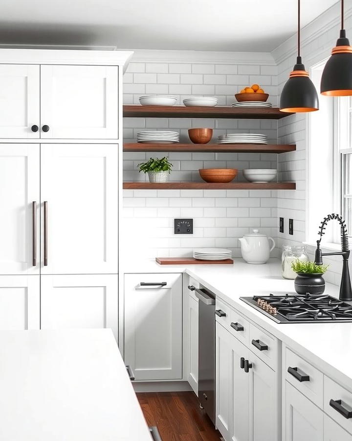 Matte Black Hardware - 30 White Farmhouse Kitchen Ideas