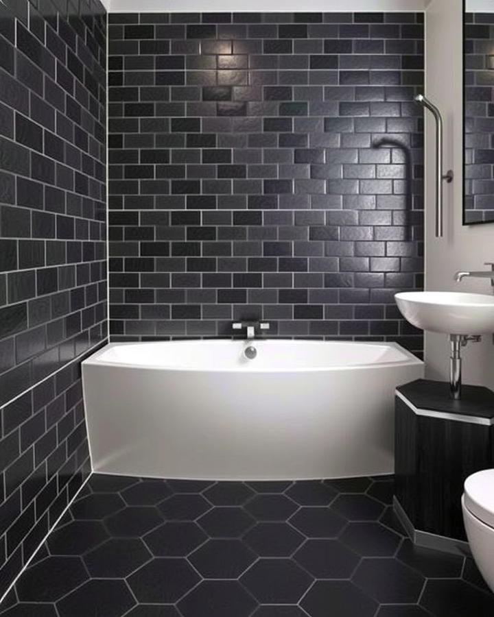 Matte Black Tiles - 30 Shower Floor Tile Ideas