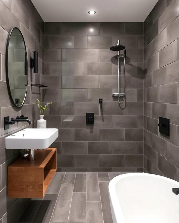 Matte Gray Tiles for a Contemporary Look - 30 Gray Floor Bathroom Ideas