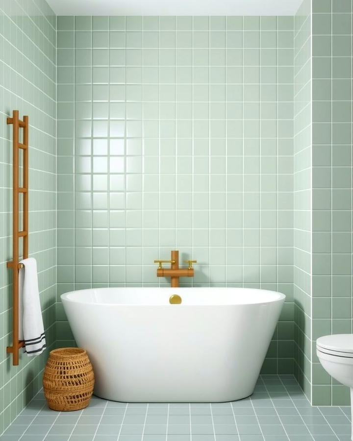 Matte Green Square Tiles - 30 Green Bathroom Tile Ideas