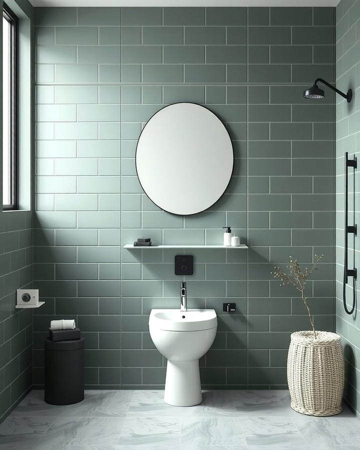 Matte Green Tiles for a Minimalist Aesthetic - 30 Green Tile Bathroom Ideas