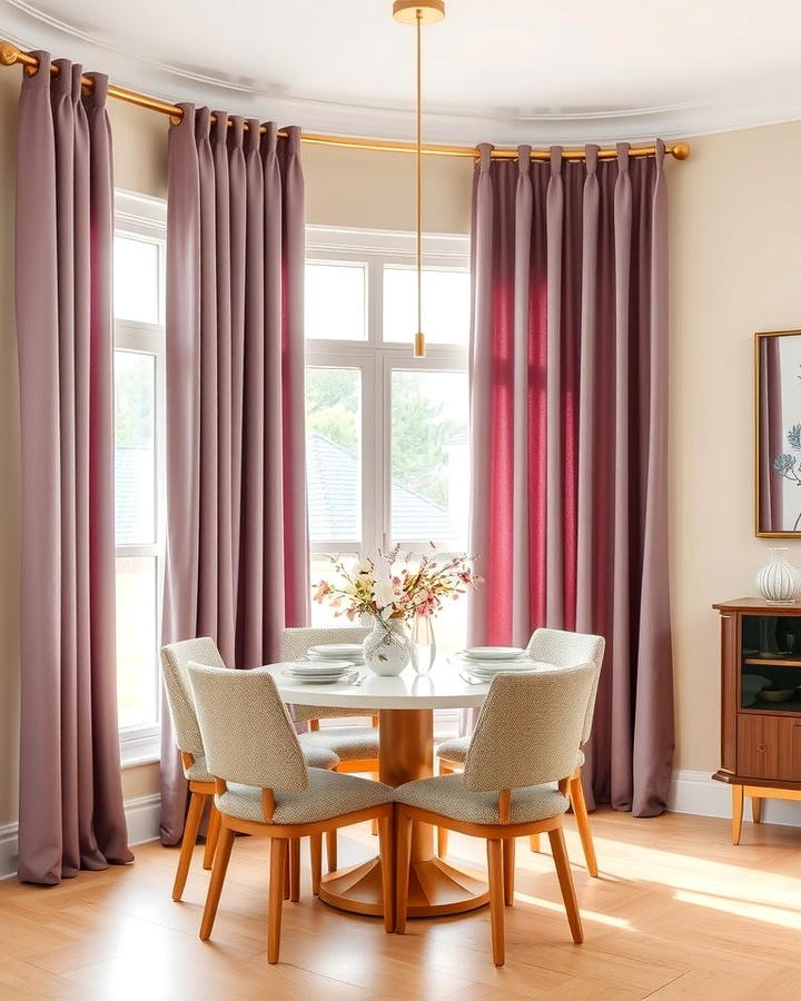 Mauve Curtains for Soft Elegance - 25 Purple Dining Room Ideas