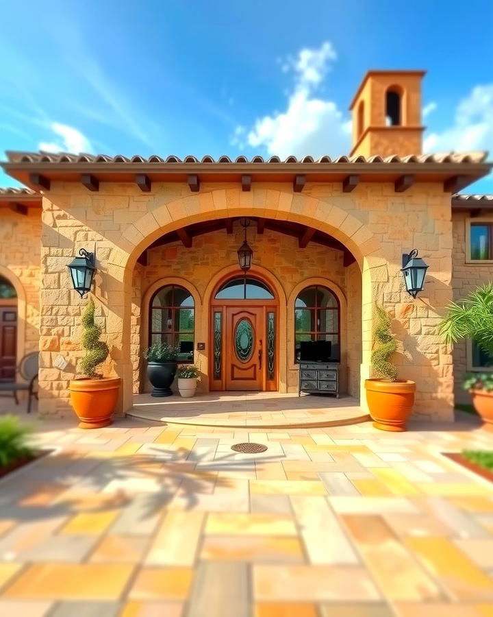 Mediterranean Stone Porch - 25 Stone Porch Ideas