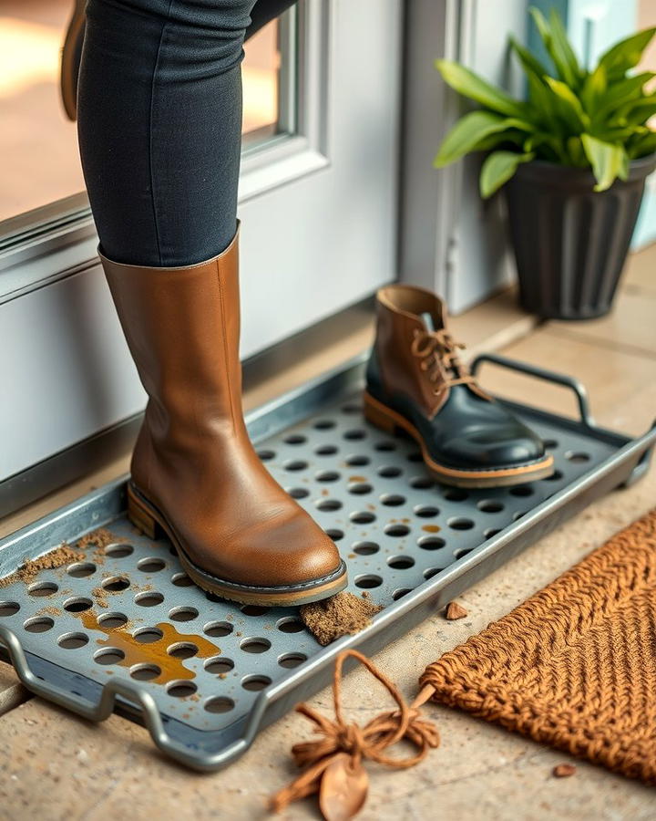 Metal Boot Tray - 25 Outdoor Shoe Storage Ideas