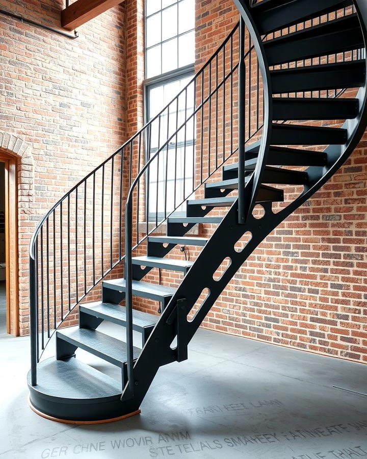 Metal Curved Stairs for Industrial Style - 30 Curved Staircase Ideas