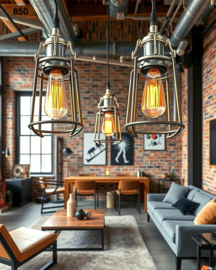 Metal Lighting Fixtures - 30 Industrial Living Room Ideas