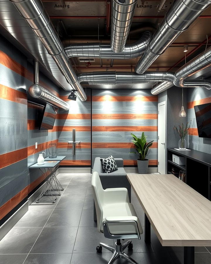 Metal Wall Accents - 30 Basement Wall Ideas