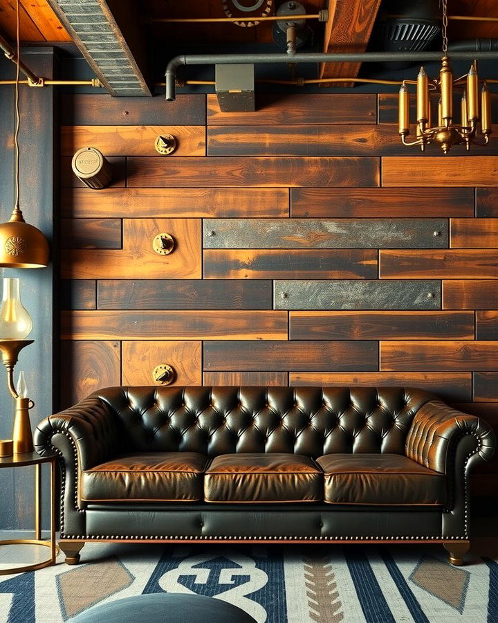 Metal and Wood Accent Walls - 25 Steampunk Interior Design Ideas