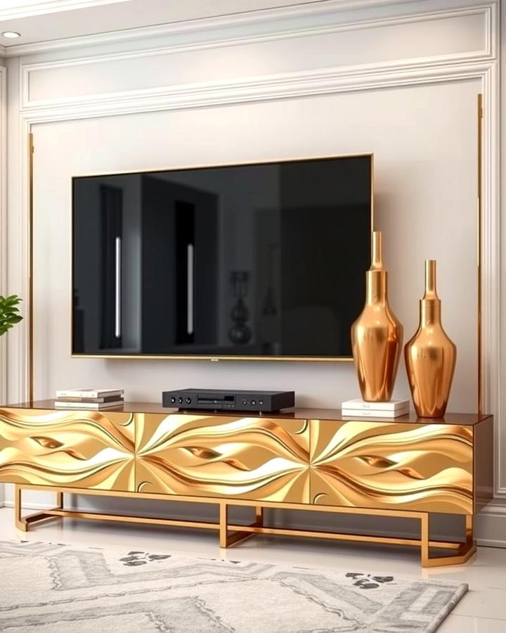 Metallic Accents - 25 Tv Console Decor Ideas