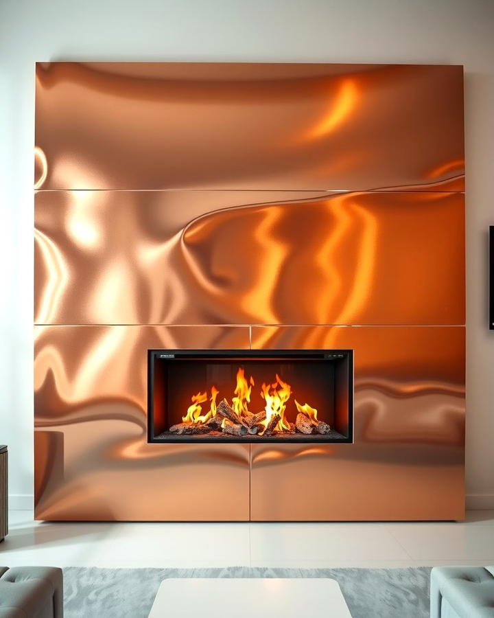 Metallic Accents - 30 Fireplace Wall Ideas