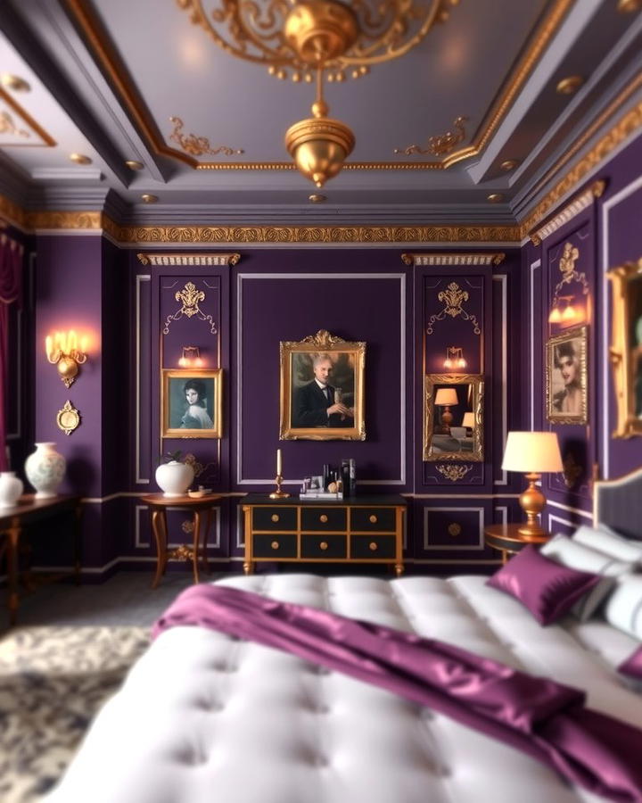 Metallic Accents with Purple - 30 Dark Purple Bedroom Ideas