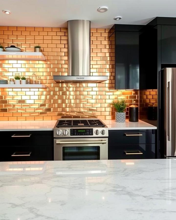 Metallic Accents - 25 Modern Kitchen Backsplash Ideas