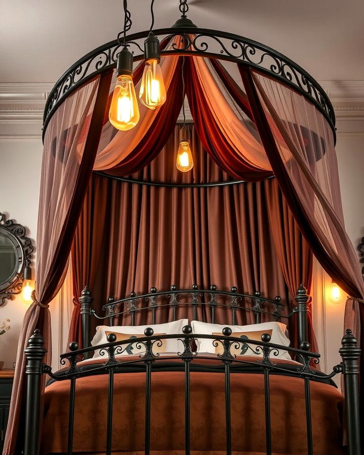 Metallic Bed Canopy - 25 Steampunk Bedroom Ideas