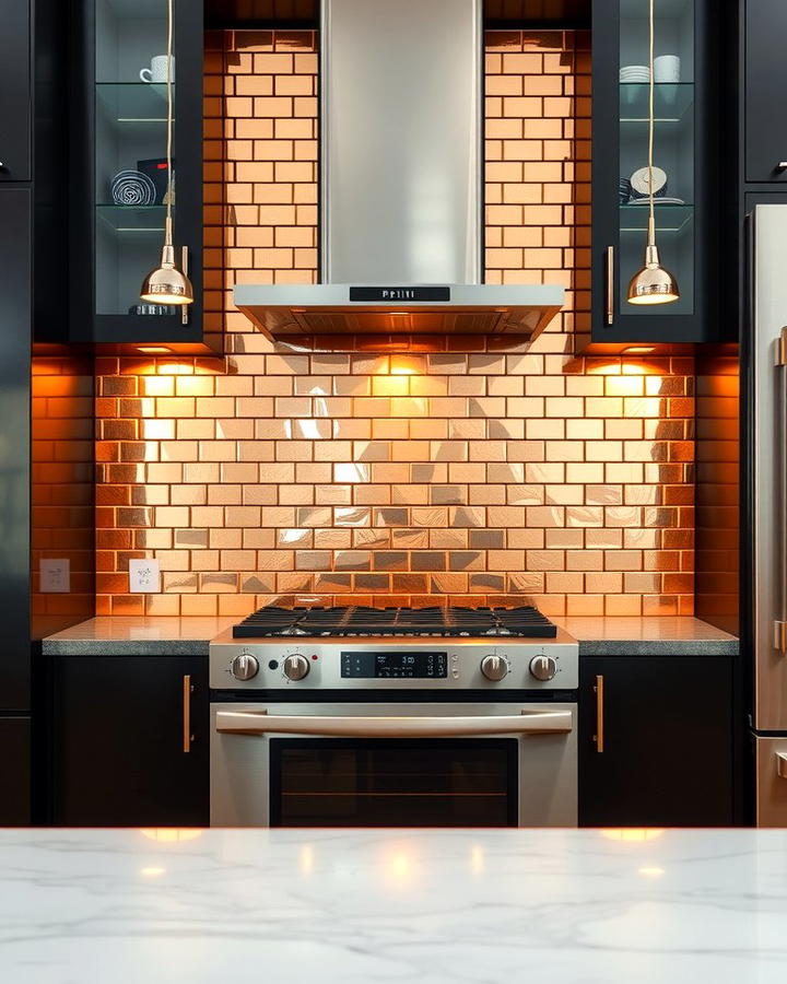 Metallic Finishes - 25 Modern Kitchen Backsplash Ideas