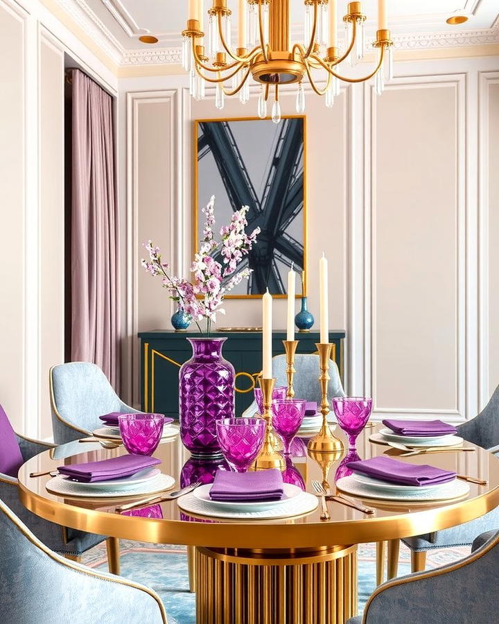 Metallic Purple Accents - 25 Purple Dining Room Ideas