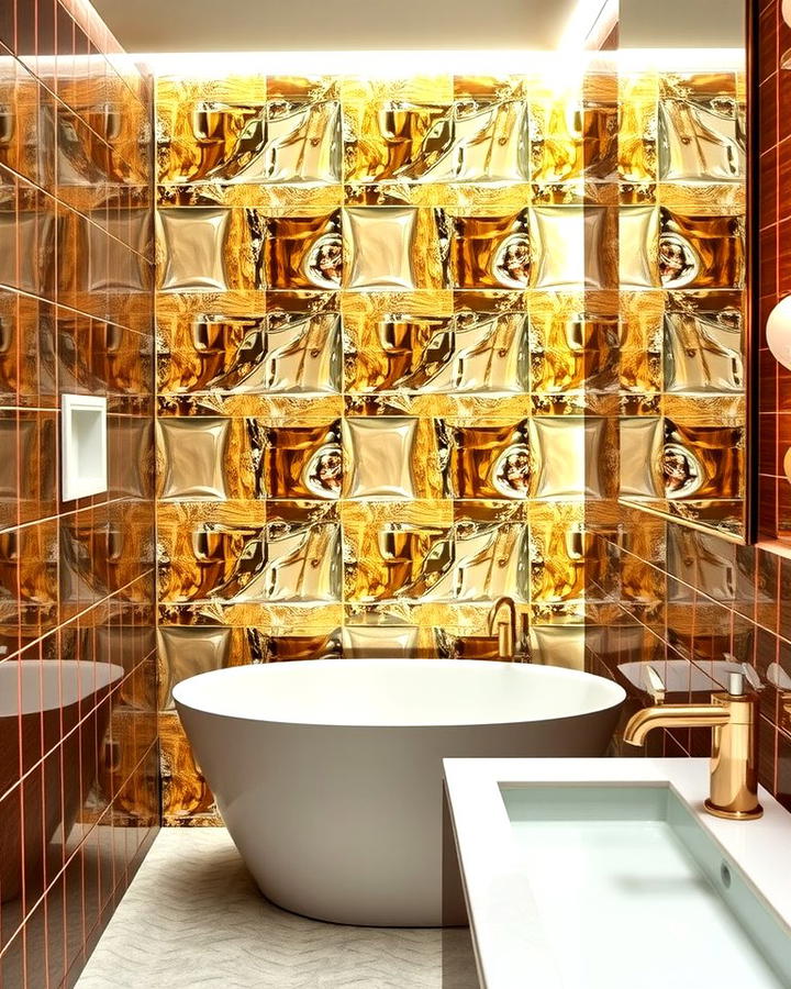 Metallic Tiles for a Glamorous Appeal - 30 Half-wall Tile Bathroom Ideas