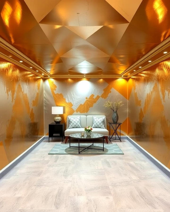 Metallic Wall Paint for a Luxe Finish - 30 Basement Wall Ideas