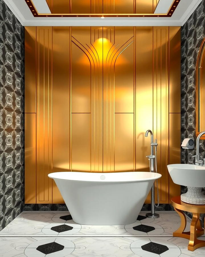 Metallic Wall Panels - 30 Art Deco Bathroom Ideas