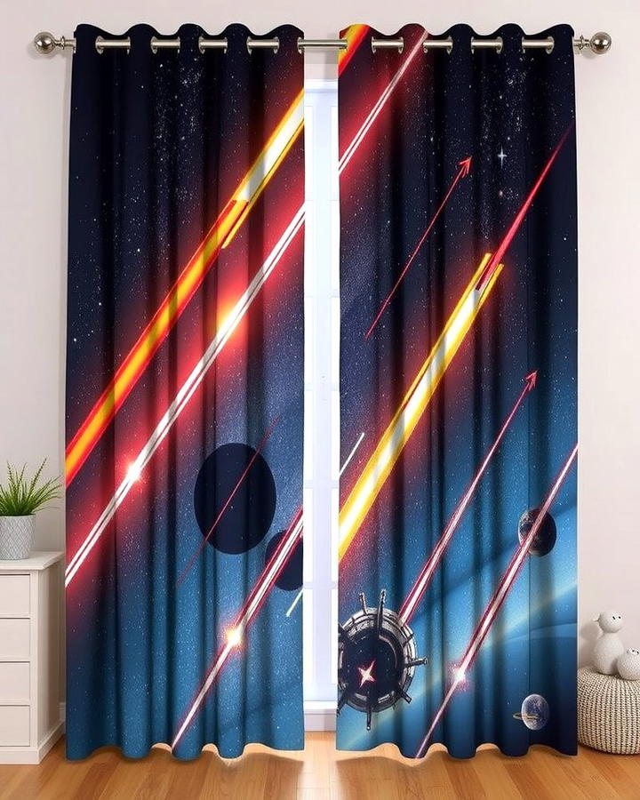 Meteor Shower Curtains - 25 Space-themed Room Ideas