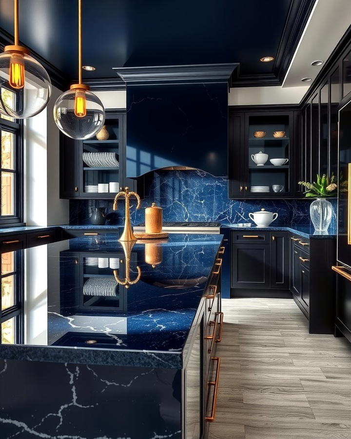 Midnight Blue Countertops for a Luxurious Feel - 30 kitchens with blue countertops