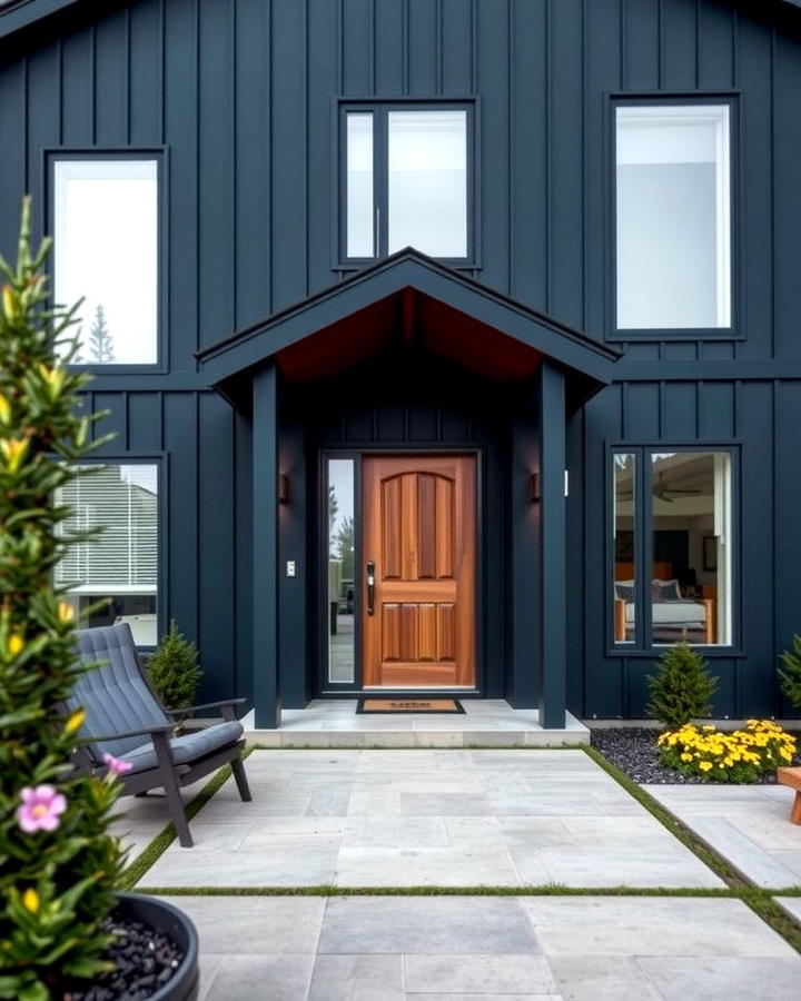 Midnight Blue Depth - 25 Paint Colors for a Modern Black House With Cedar Accents