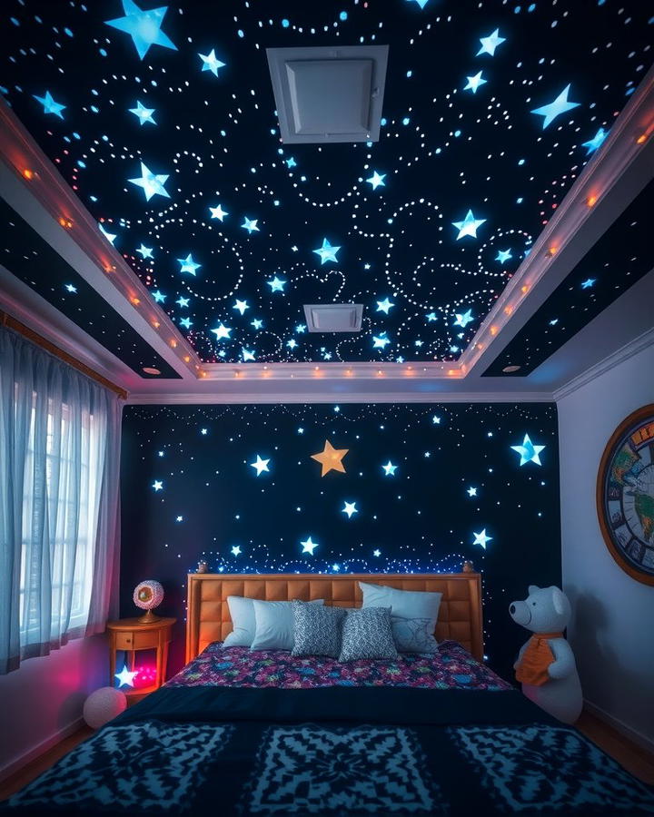 Midnight Themed Starry Ceiling - 25 Taylor Swift Themed Bedroom Decor Ideas