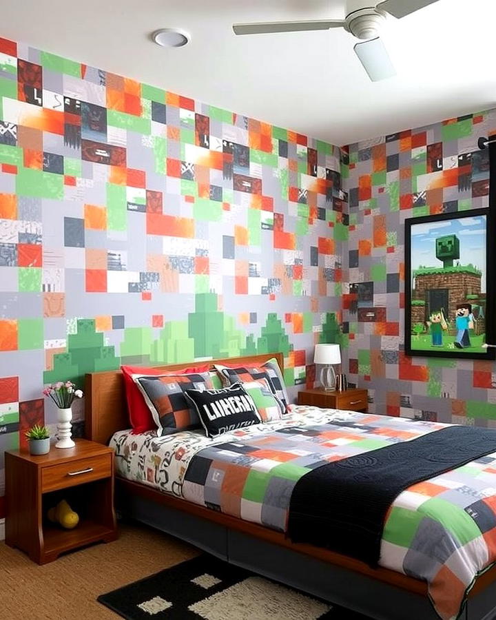 Minecraft Themed Wallpaper - 30 Minecraft Themed Bedroom Ideas