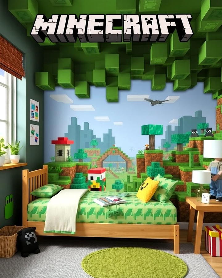 Minecraft Wall Murals - 30 Minecraft Themed Bedroom Ideas