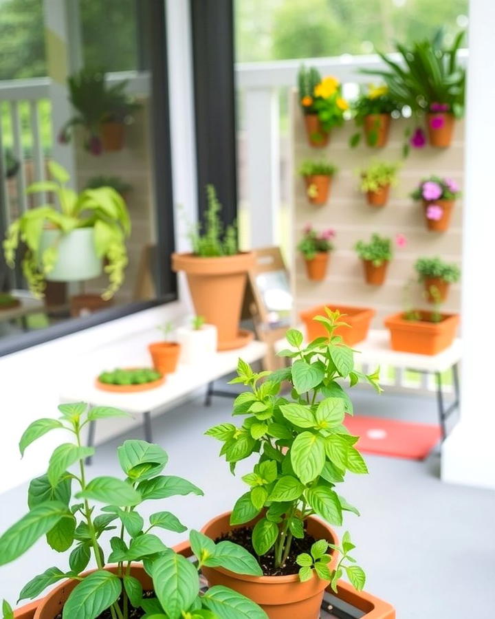 Mini Herb Garden - 25 Small Screened-in Porch Ideas