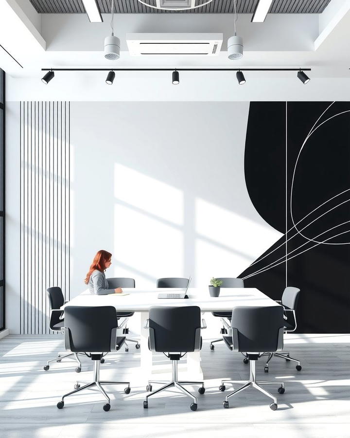 Minimalist Black and White Mural - 25 Office Wall Murals