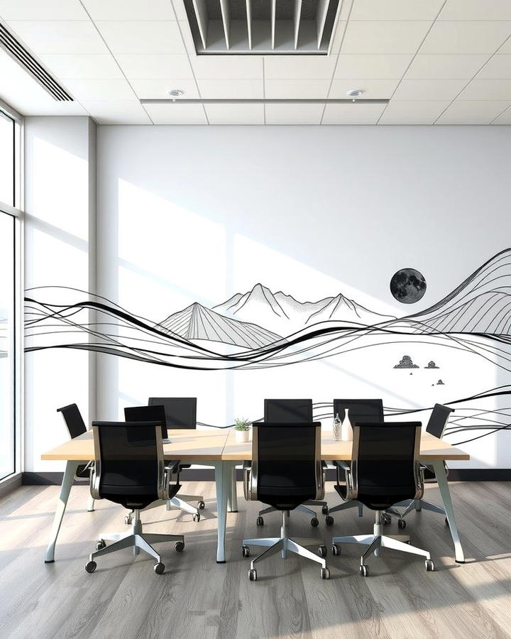 Minimalist Black and White Murals - 25 Office Wall Murals