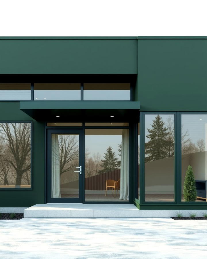 Minimalist Dark Green with Glass Elements - 30 Dark Green Exterior Ideas