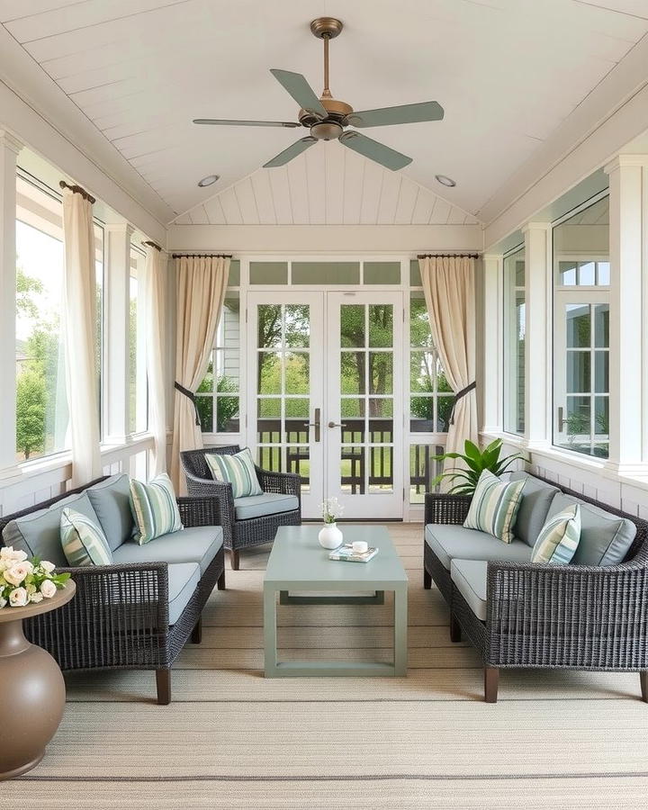 Minimalist Design with Neutral Tones - 25 Small Screened-in Porch Ideas