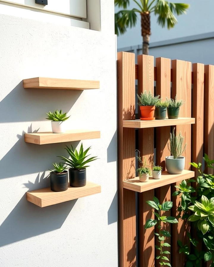 Minimalist Floating Plant Shelves - 25 Outdoor Plant Stand Ideas