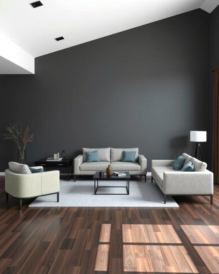 Minimalist Furniture for a Clean Aesthetic - 30 Grey Living Room With Dark Wood Floors