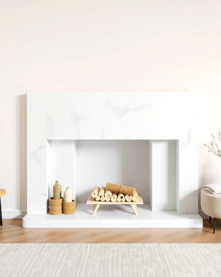 Minimalist Quartz Surround - 25 Quartz Fireplace Surround Ideas