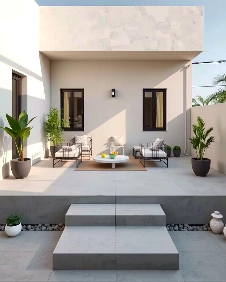 Minimalist Raised Patio with Clean Lines - 25 Raised Concrete Patio Ideas