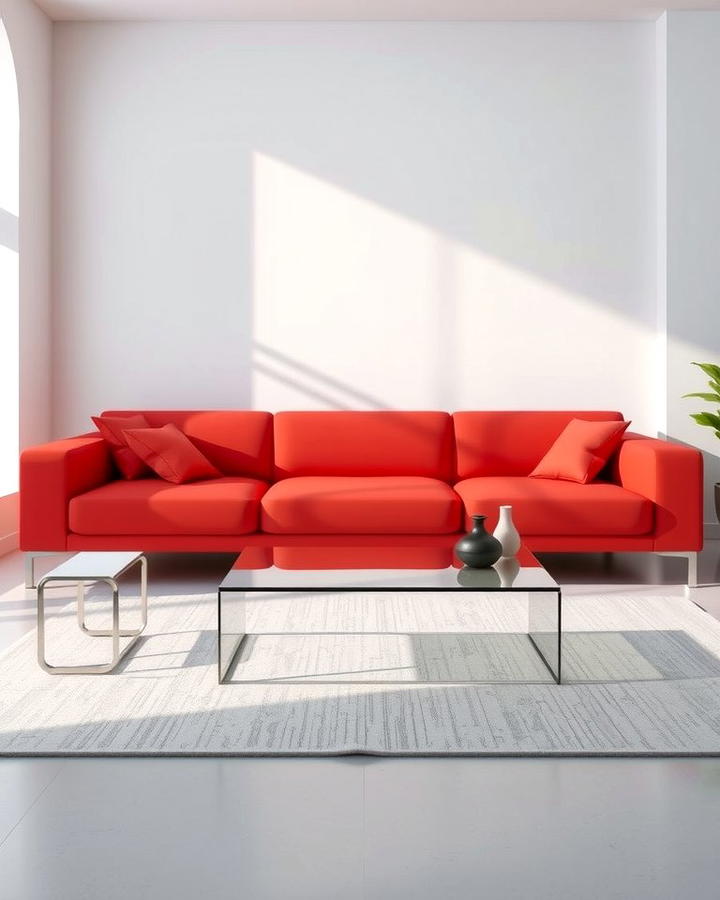 Minimalist Red Couch Setup - 25 Red Couch Living Room Ideas