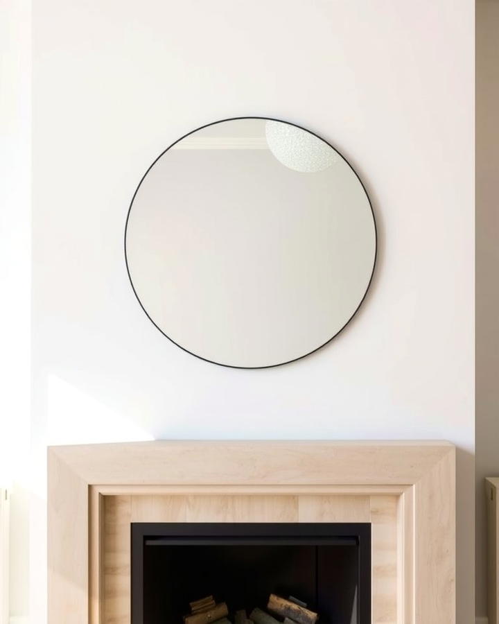 Minimalist Round Mirror for Modern Simplicity - 25 Mirror Over Fireplace Ideas