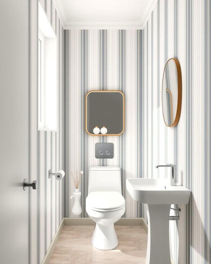 Minimalist Stripes - 25 Powder Room Wallpaper Ideas