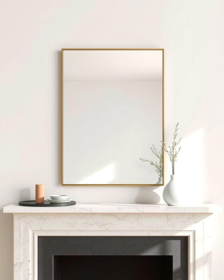 Minimalist Thin Frame Mirror - 25 Mirror Over Fireplace Ideas