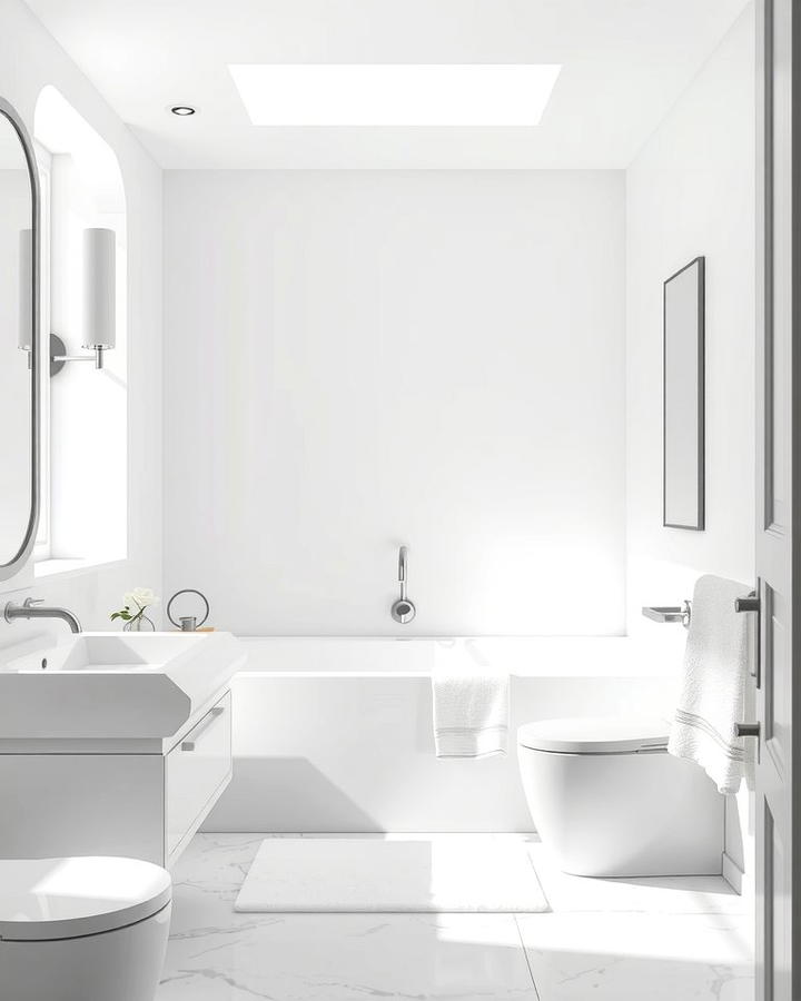 Minimalist White Bathroom - 25 Monochromatic Color Schemes for Rooms