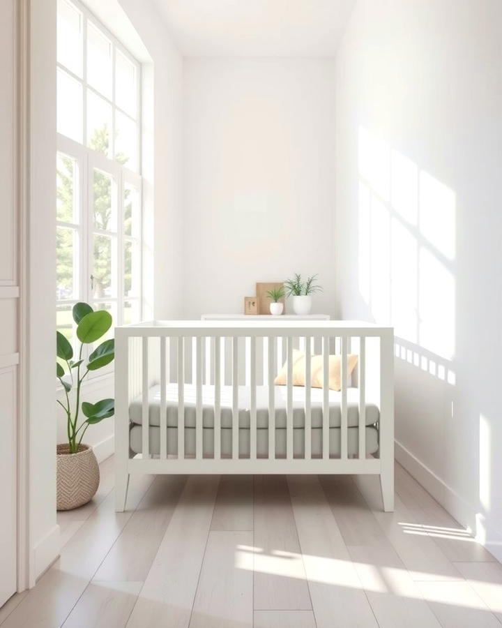 Minimalist White Crib Corner - 25 White Nursery Ideas