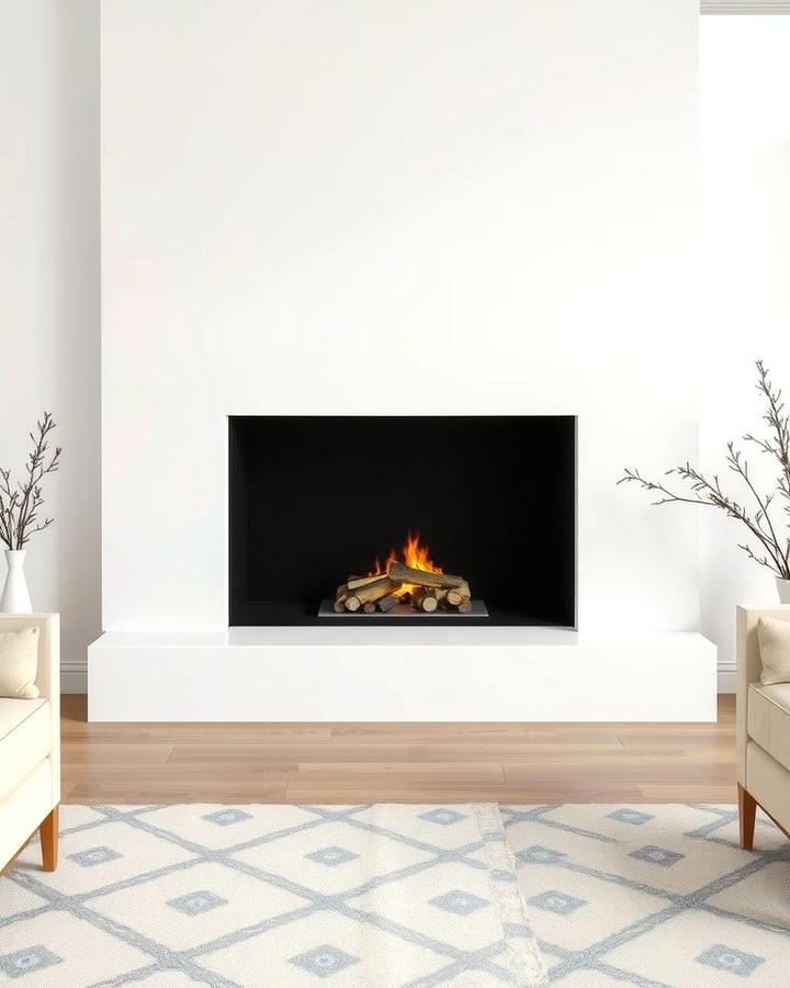 Minimalist White Plaster Fireplace - 25 White Fireplace Ideas