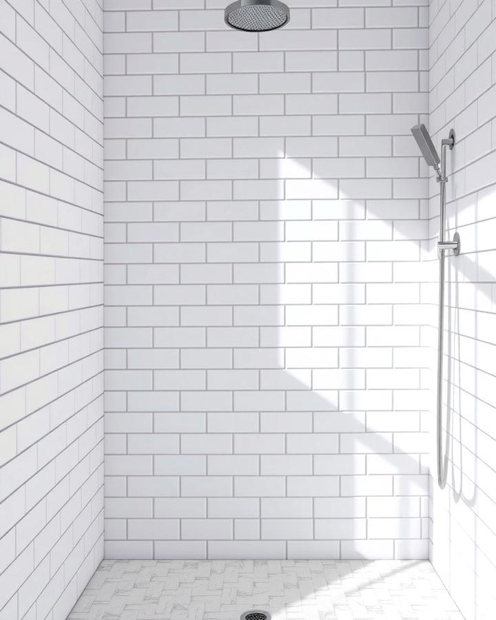 Minimalist White Subway Tiles - 25 Walk-in Shower Tile Ideas