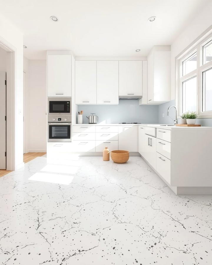 Minimalist White Terrazzo - 25 Terrazzo Kitchen Floor Ideas