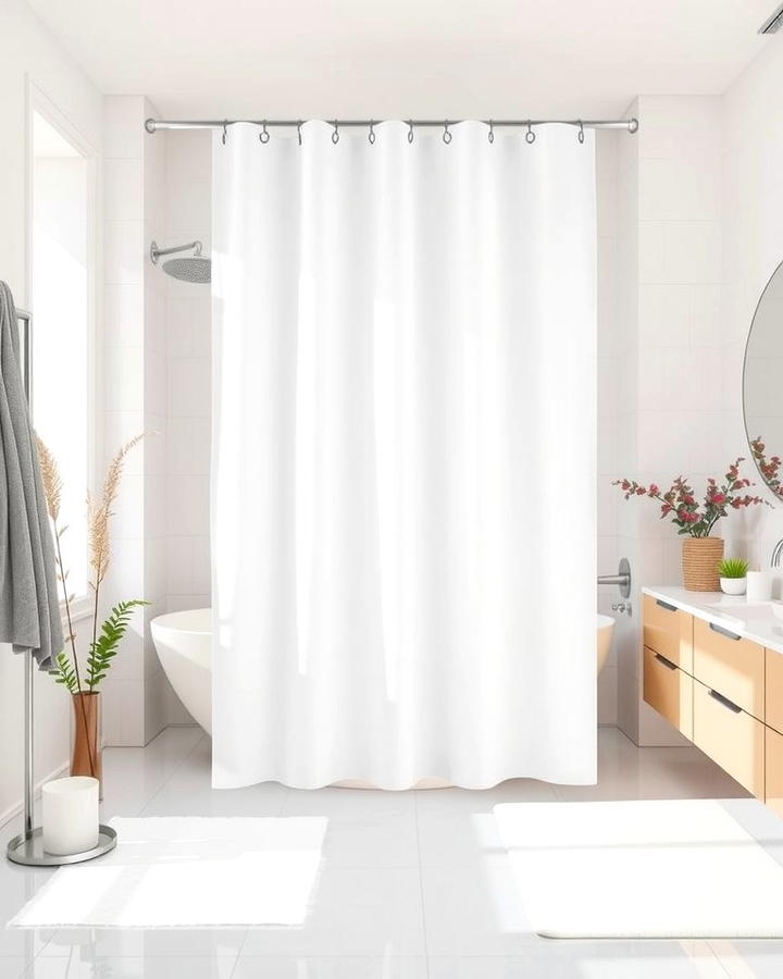 Minimalist White for a Clean Look - 25 Shower Curtain Ideas